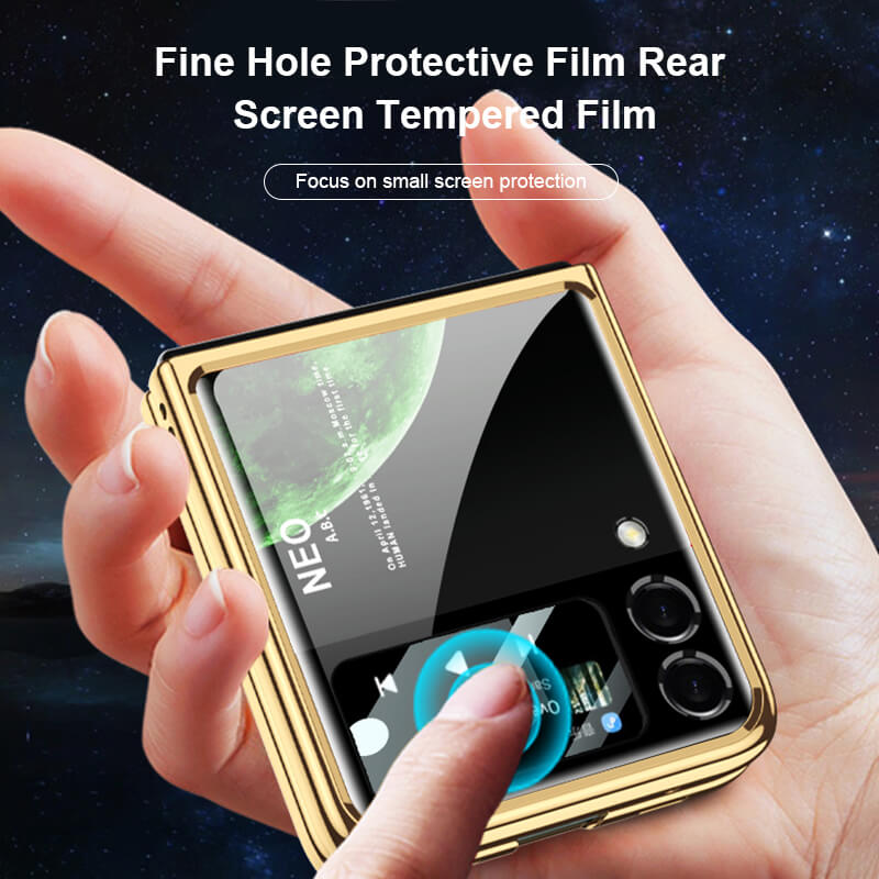 Space Luxury Plating Frame Anti-knock Protection Glass Case For Samsung Galaxy Z Flip3 - GiftJupiter