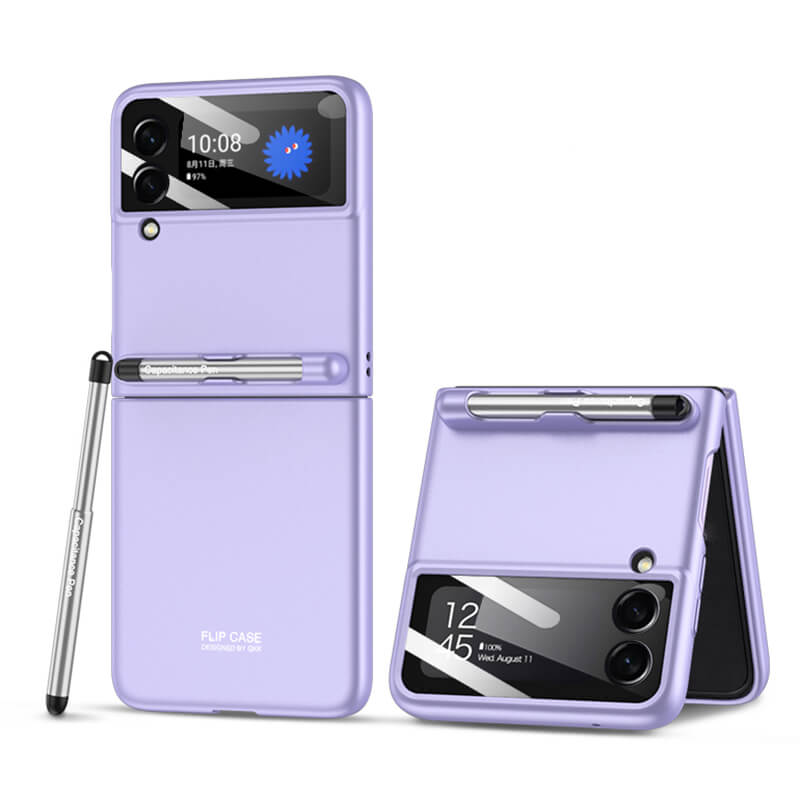 With S Pen Slot Solid Matte Ultra Slim Hard Shockproof Full Protection Cover For Galaxy Z Flip3 5G - GiftJupiter