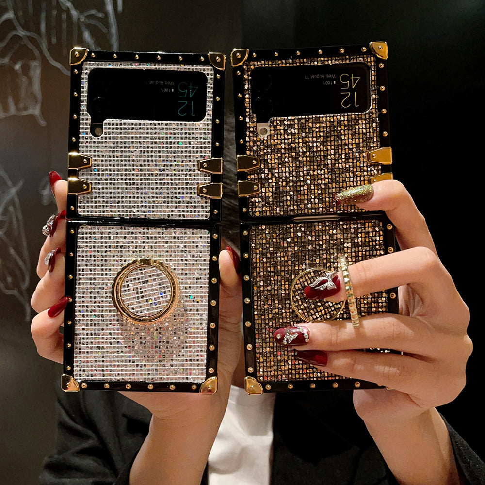 Glitter Diamond Band Ring Holder For Samsung Galaxy Z Flip3/4 Case