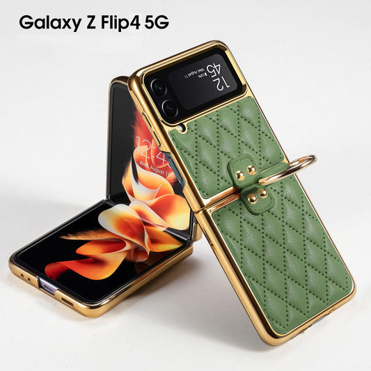 Luxury Leather Electroplating Diamond Protective Cover For Samsung Galaxy Z Flip 4 5G - GiftJupiter