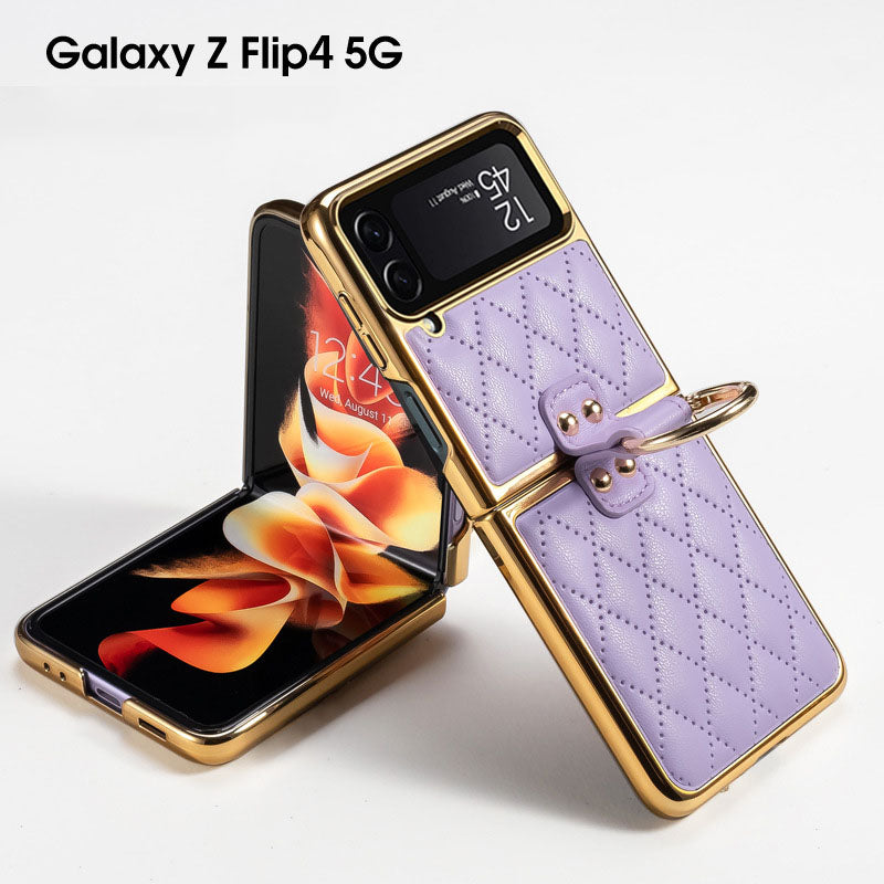 Luxury Leather Electroplating Diamond Protective Cover For Samsung Galaxy Z Flip 4 5G - GiftJupiter