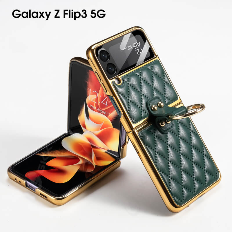 Luxury Leather Electroplating Diamond Protective Cover For Samsung Galaxy Z Flip4 Flip3 5G - GiftJupiter