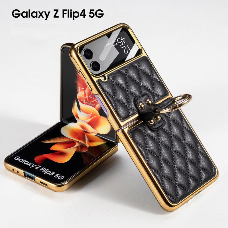 Luxury Leather Electroplating Diamond Protective Cover For Samsung Galaxy Z Flip4 Flip3 5G - GiftJupiter