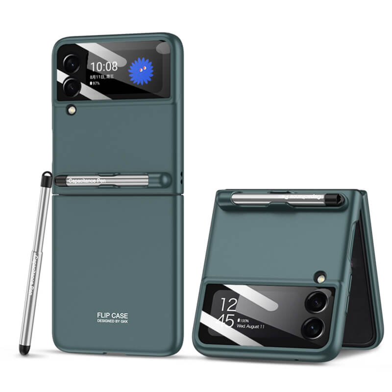 With S Pen Slot Solid Matte Ultra Slim Hard Shockproof Full Protection Cover For Galaxy Z Flip3 5G - GiftJupiter