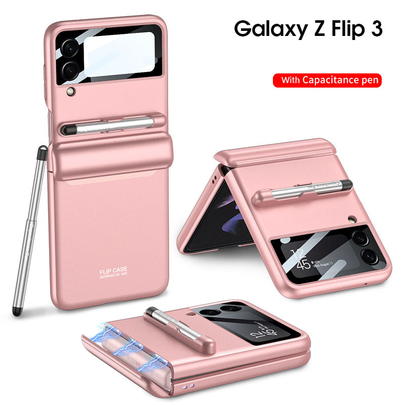With S Pen Slot Solid Matte Ultra Slim Hard Shockproof Full Protection Cover For Galaxy Z Flip3 5G - GiftJupiter