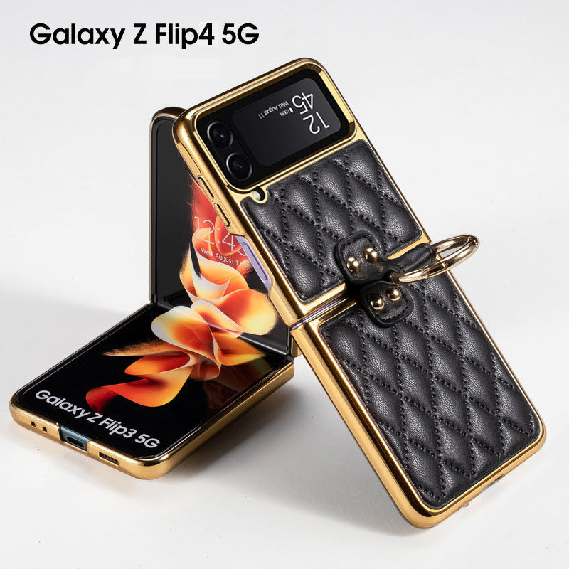 Luxury Leather Electroplating Diamond Protective Cover For Samsung Galaxy Z Flip 4 5G - GiftJupiter