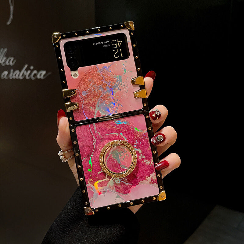 Marble Colorful Ring Phone Case for Samsung Galaxy Z Flip4 Flip3 - GiftJupiter