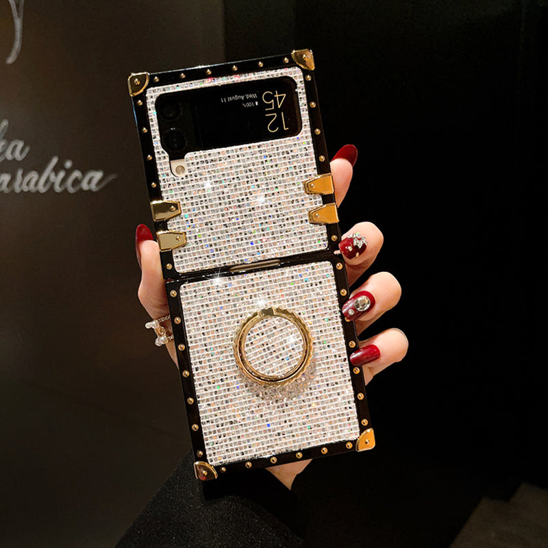 Glitter Diamond Band Ring Holder For Samsung Galaxy Z Flip3/4 Case