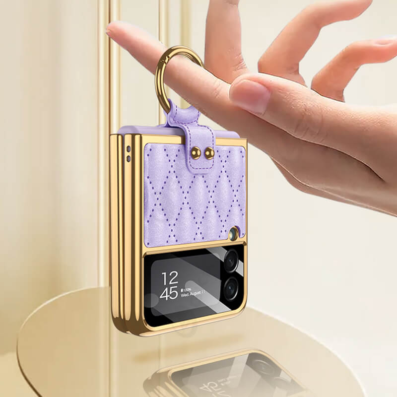Luxury Leather Electroplating Diamond Protective Cover For Samsung Galaxy Z Flip4 Flip3 5G - GiftJupiter