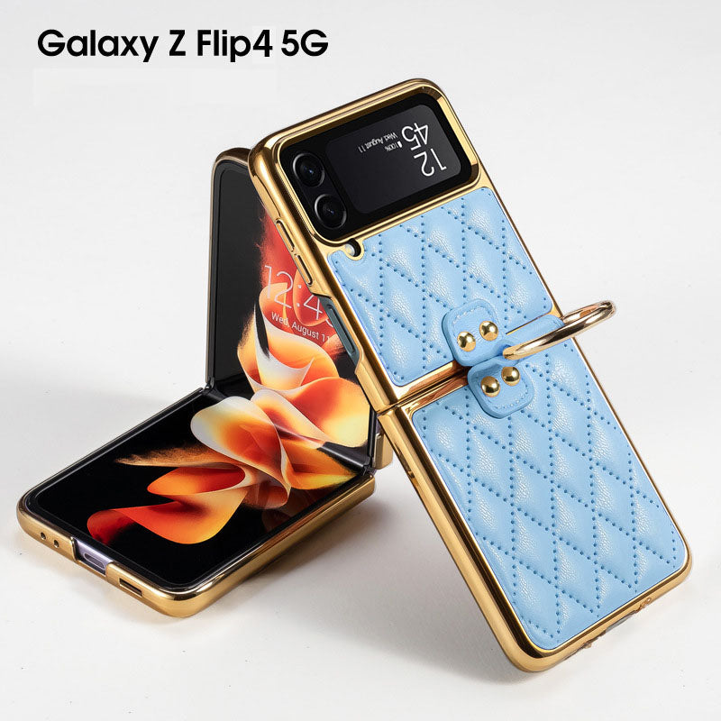 Luxury Leather Electroplating Diamond Protective Cover For Samsung Galaxy Z Flip 4 5G - GiftJupiter