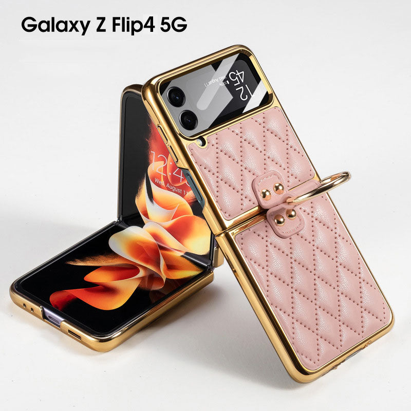 Luxury Leather Electroplating Diamond Protective Cover For Samsung Galaxy Z Flip4 Flip3 5G - GiftJupiter
