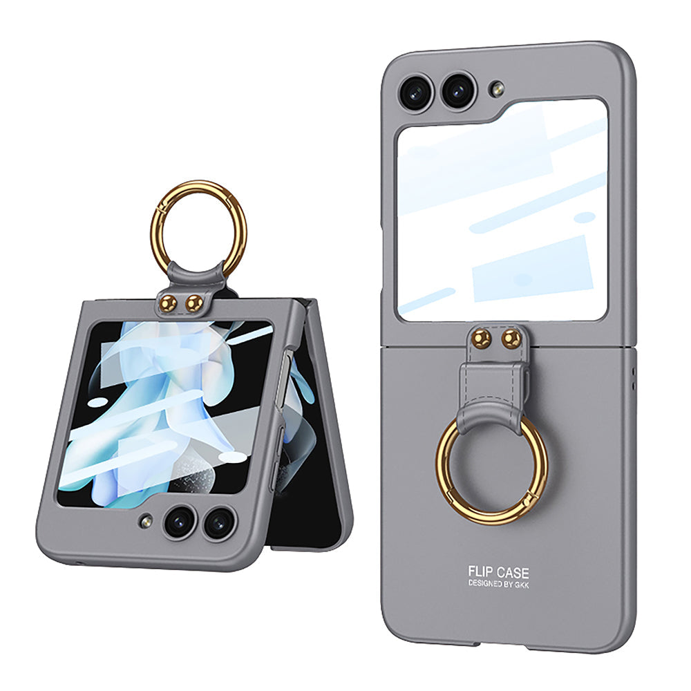 Original Back Screen Glass Matte Hard Cover With Ring For Galaxy Z Flip5 Flip4 Flip3 - mycasety2023 Mycasety