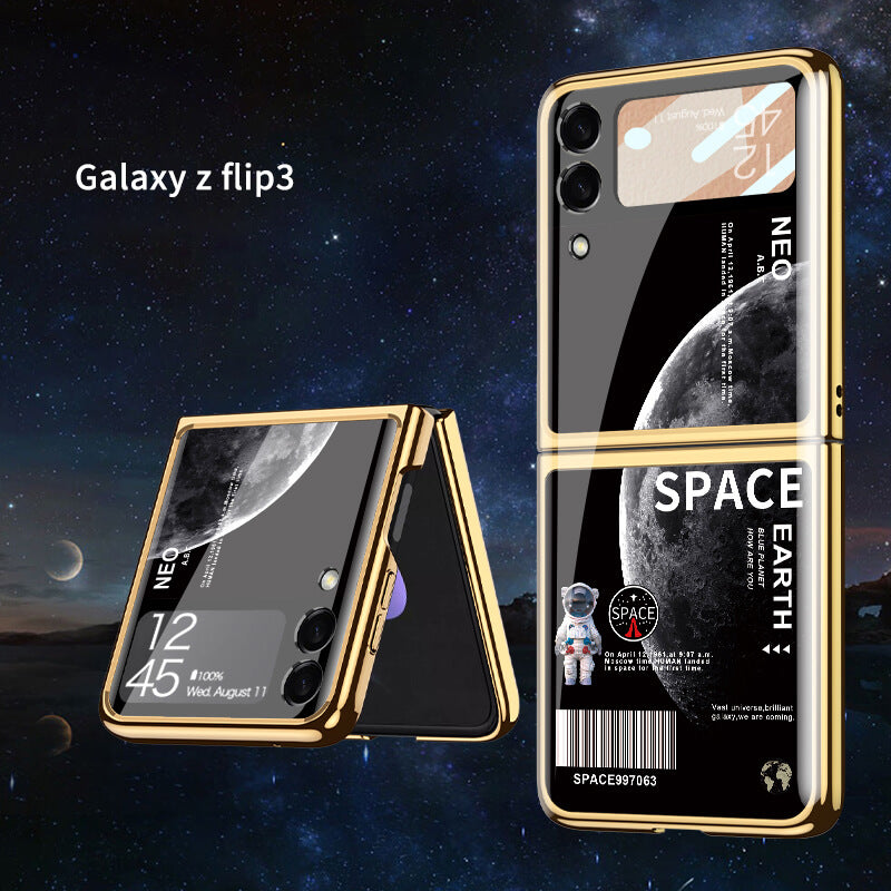 Space Luxury Plating Frame Anti-knock Protection Glass Case For Samsung Galaxy Z Flip3 - GiftJupiter