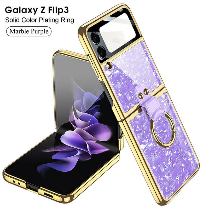 Luxury Plating Frame Anti-knock Protection Glass Case For Samsung Galaxy Z Flip3 - GiftJupiter