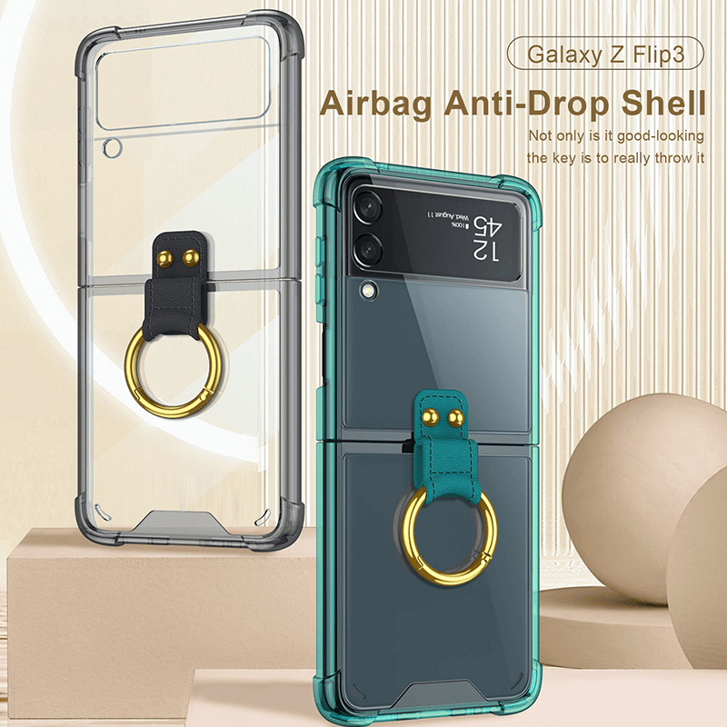 Transparents Airbag Ring Holder Anti-knock Protection Cover For Samsung Galaxy Z Flip 3 5G - GiftJupiter