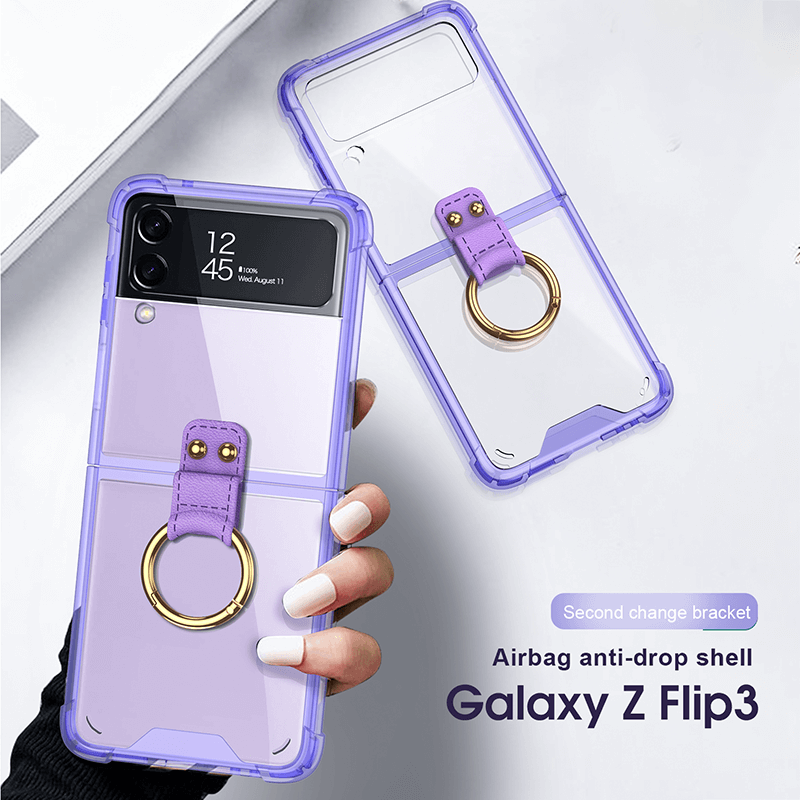Transparents Airbag Ring Holder Anti-knock Protection Cover For Samsung Galaxy Z Flip 3 5G - GiftJupiter