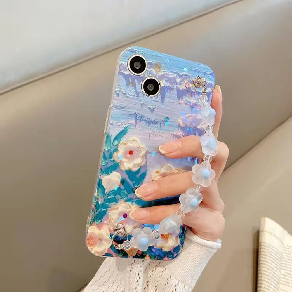 Oil Painting Flower With Heart Bracelet iPhone Case