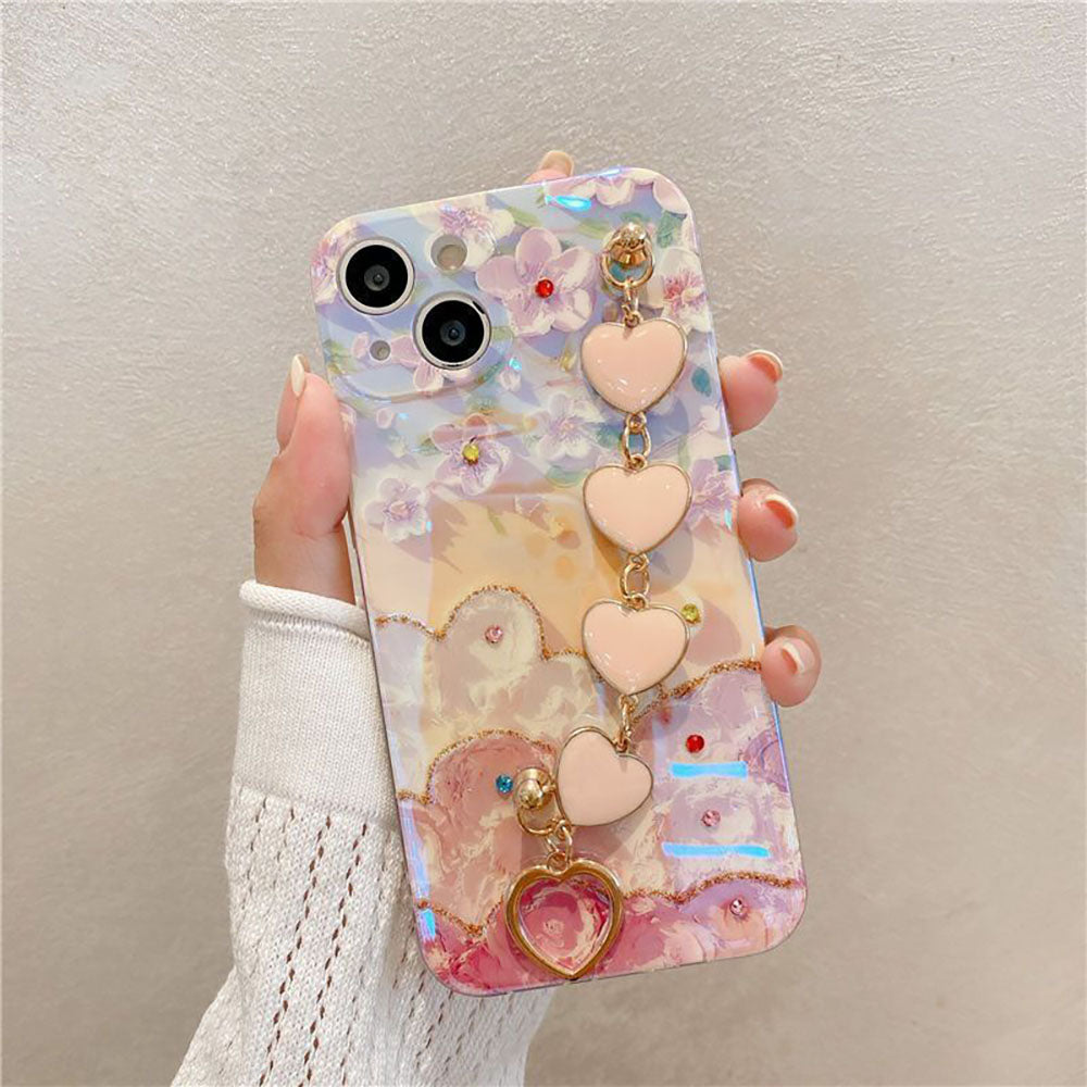 Oil Painting Flower With Heart Bracelet iPhone Case