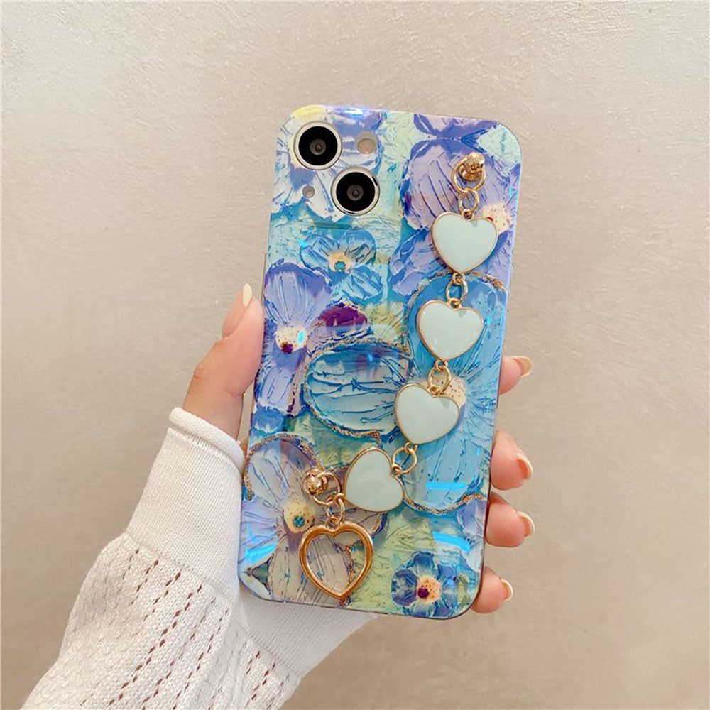 Oil Painting Flower With Heart Bracelet iPhone Case