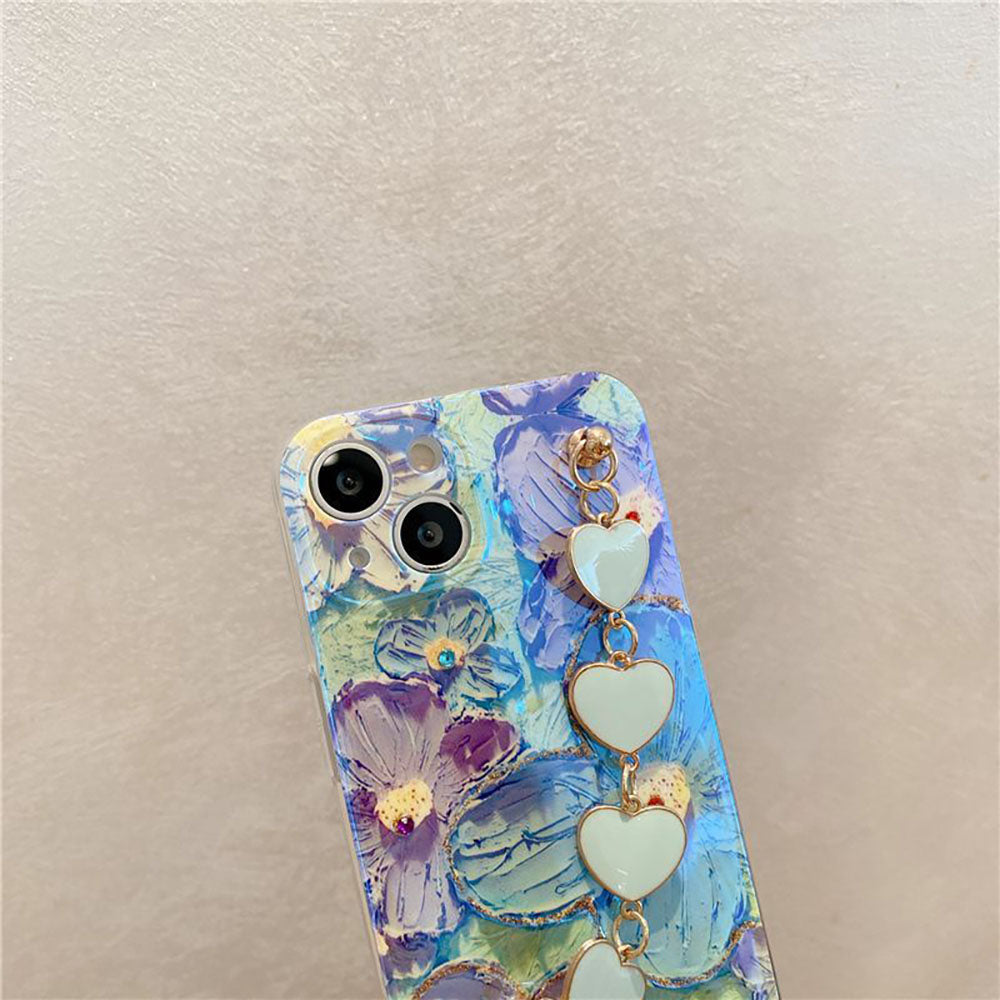 Oil Painting Flower With Heart Bracelet iPhone Case