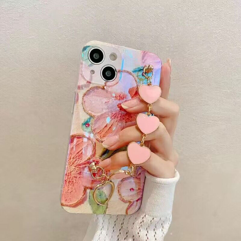 Oil Painting Flower With Heart Bracelet iPhone Case