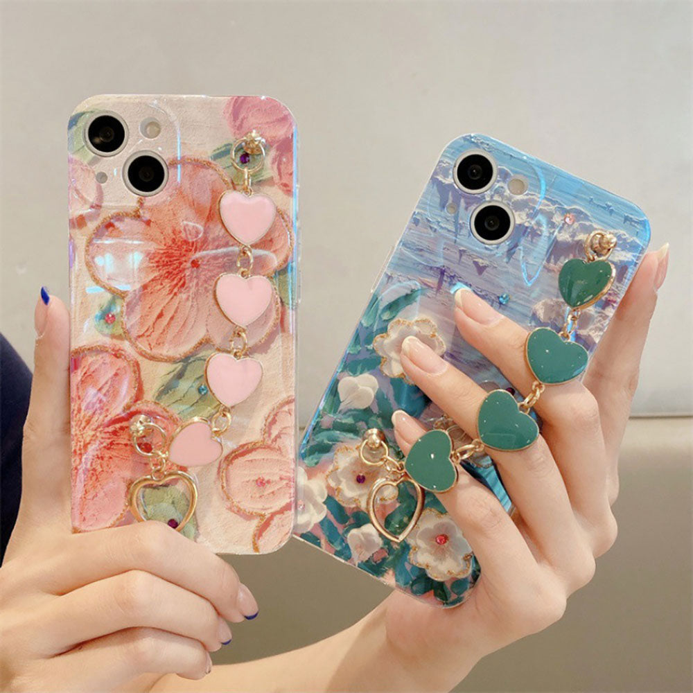 Oil Painting Flower With Heart Bracelet iPhone Case