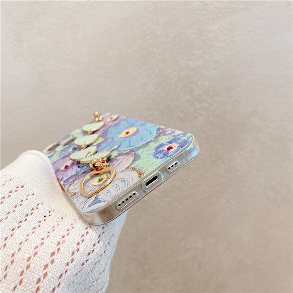 Oil Painting Flower With Heart Bracelet iPhone Case