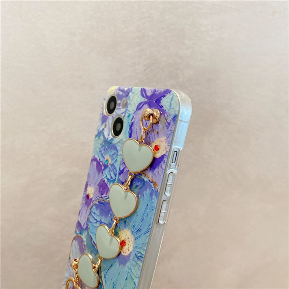 Oil Painting Flower With Heart Bracelet iPhone Case