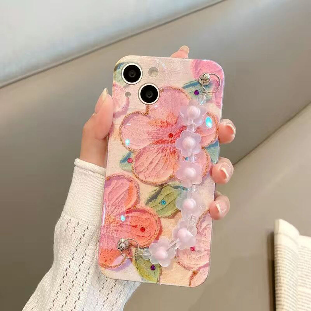 Oil Painting Flower With Heart Bracelet iPhone Case