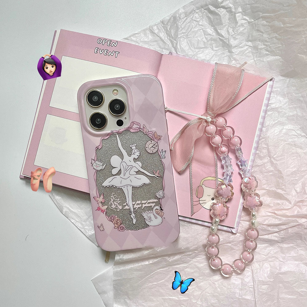 Pink Glitter Ballet Girl Bracelet iPhone Case