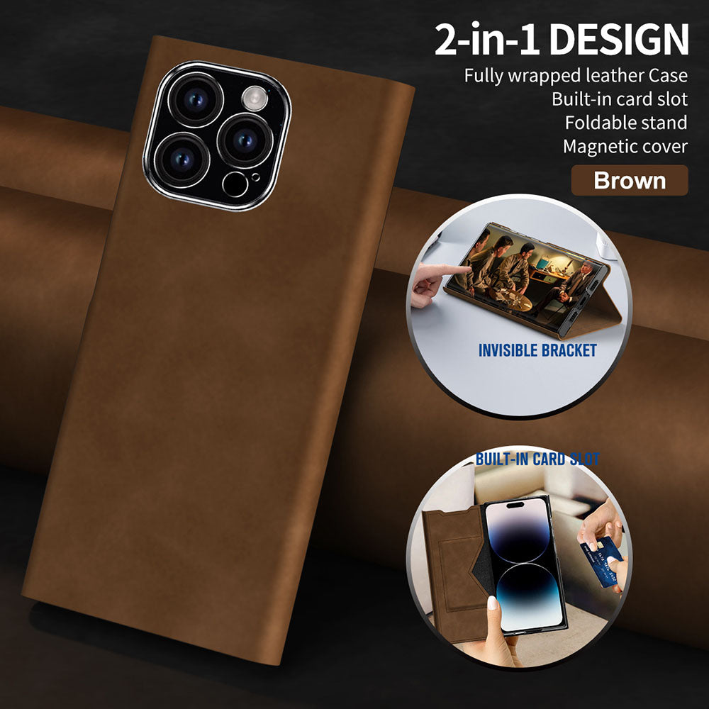 Card Holder Magnetic Anti-Fall Protective Leather Case With Pen Slot Phone Case For iPhone