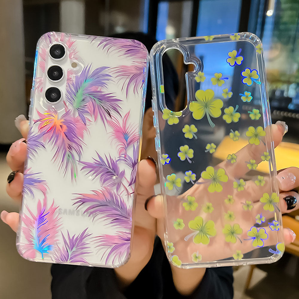 Electroplated Small Floral Laser Colorful Flower Anti-Fall Phone Case For Samsung