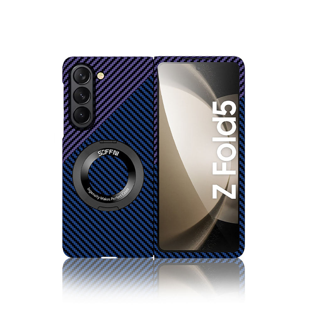 Folding Screen Magnetic Ring Holder Carbon Fiber Ultra-Thin Anti-Fall Phone Case For Samsung Galaxy Z Fold5 Fold4 Fold3