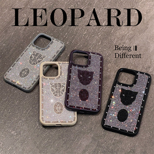 Shiny Rhinestone Leopard Phone Case For iPhone