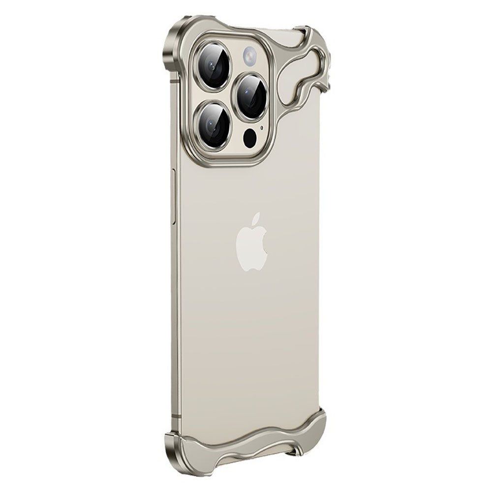 Frameless Aluminum Alloy Metal Corner Pad Anti-Fall Phone Case With Lens Protective Film For iPhone