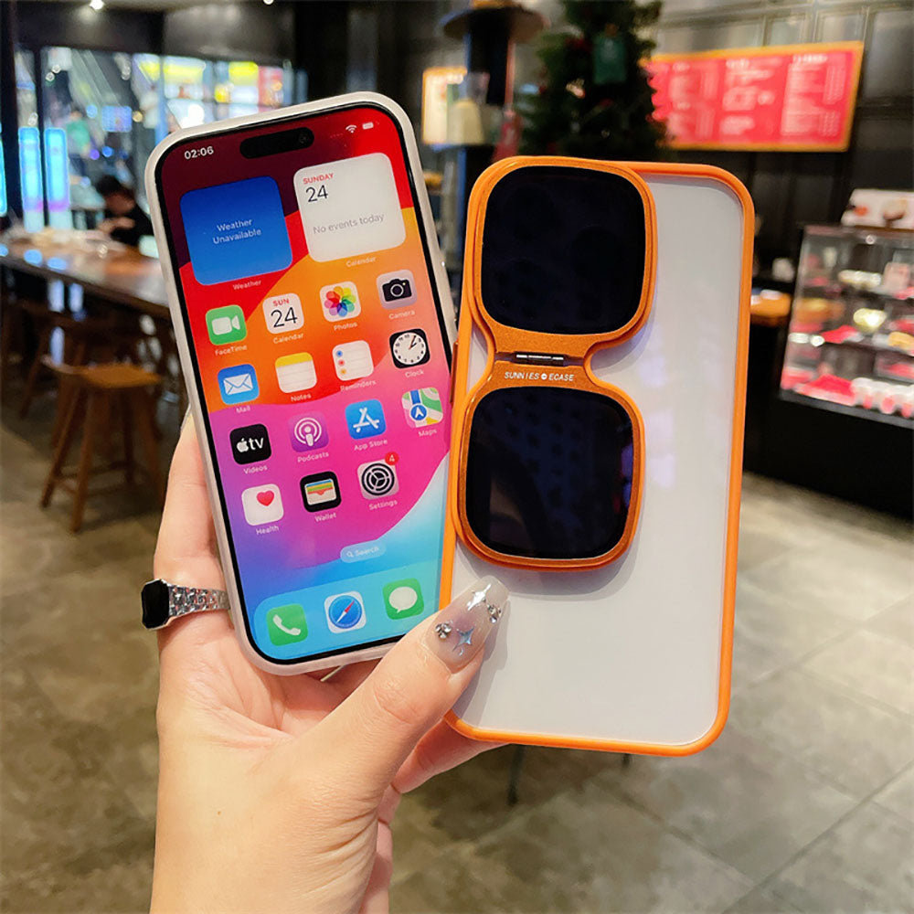 Highly Transparent Acrylic Sunglasses Lens Protection Bracket Anti-Fall Phone Case For iPhone