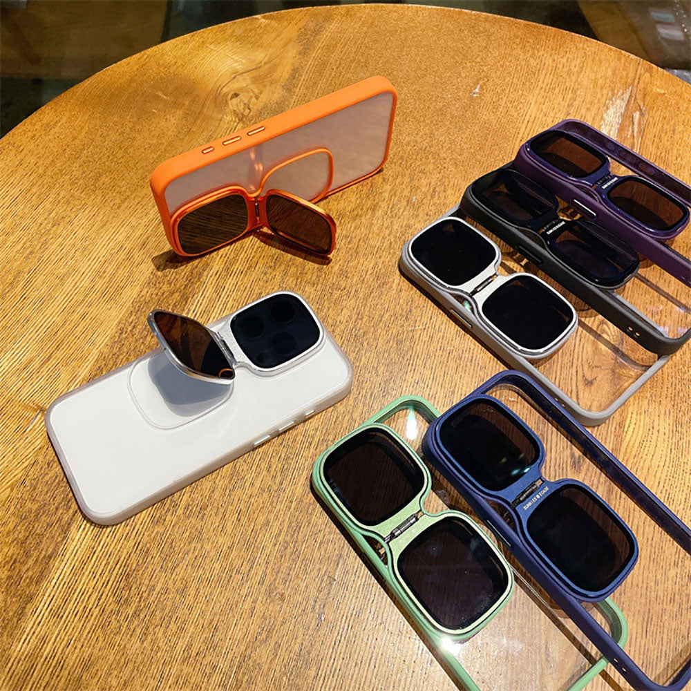 Highly Transparent Acrylic Sunglasses Lens Protection Bracket Anti-Fall Phone Case For iPhone