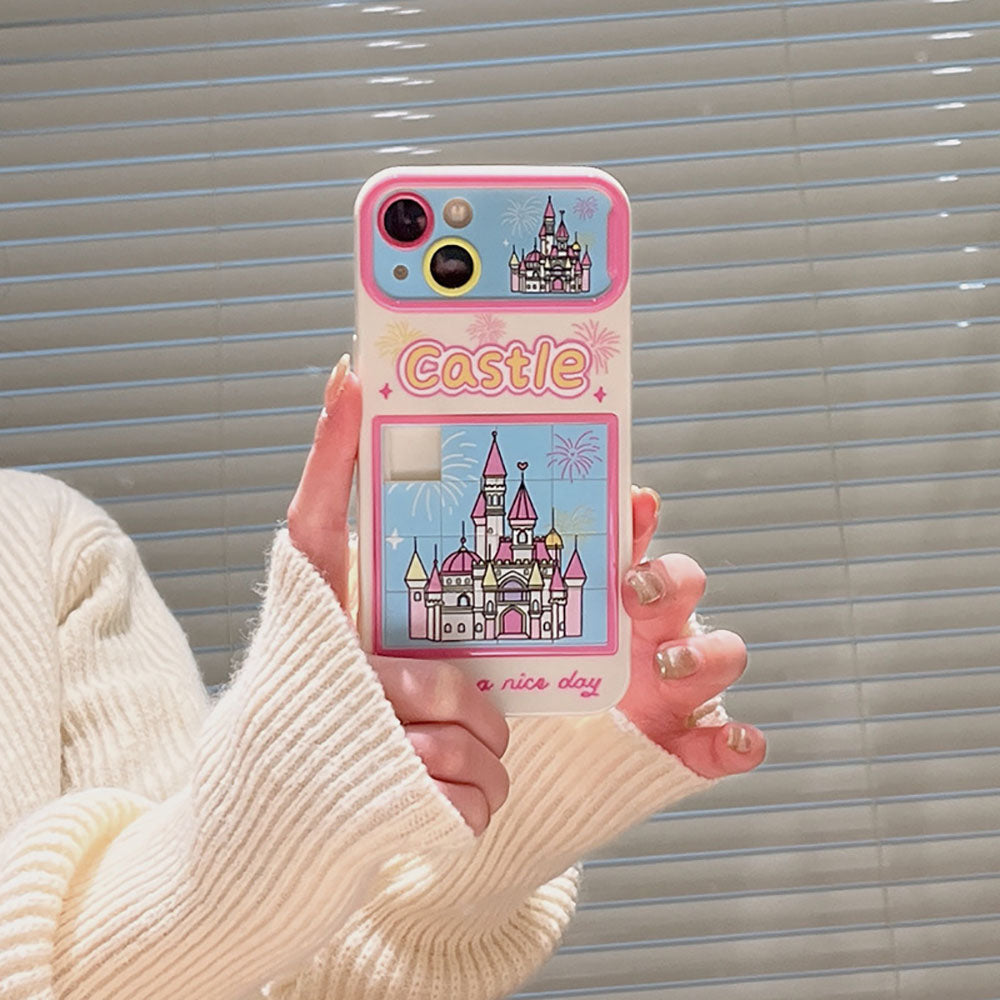 Pink Fireworks Castle Puzzle Phone Case For iPhone