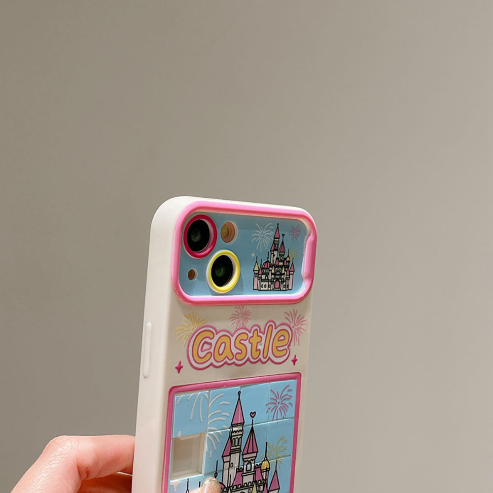Pink Fireworks Castle Puzzle Phone Case For iPhone