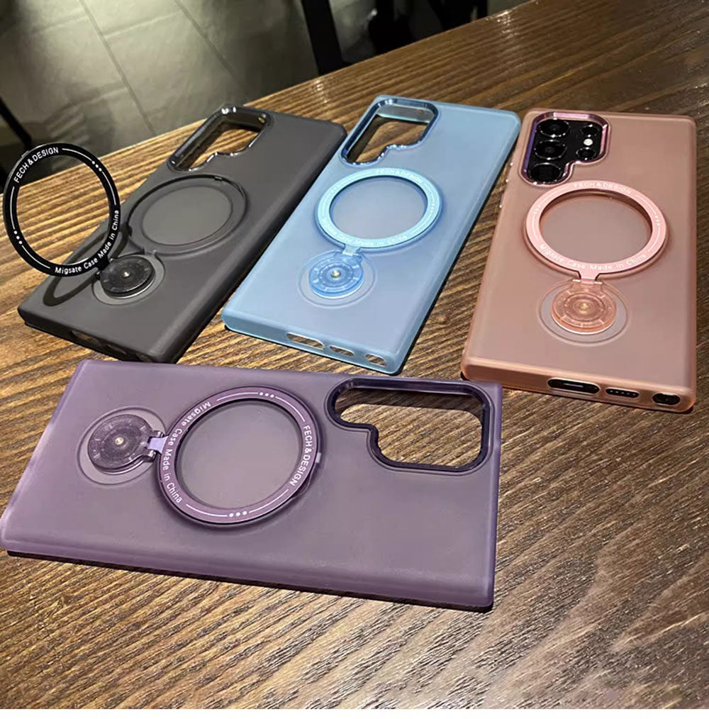 Frosted Transparent Magnetic Stand Anti-Fall Phone Case For Samsung