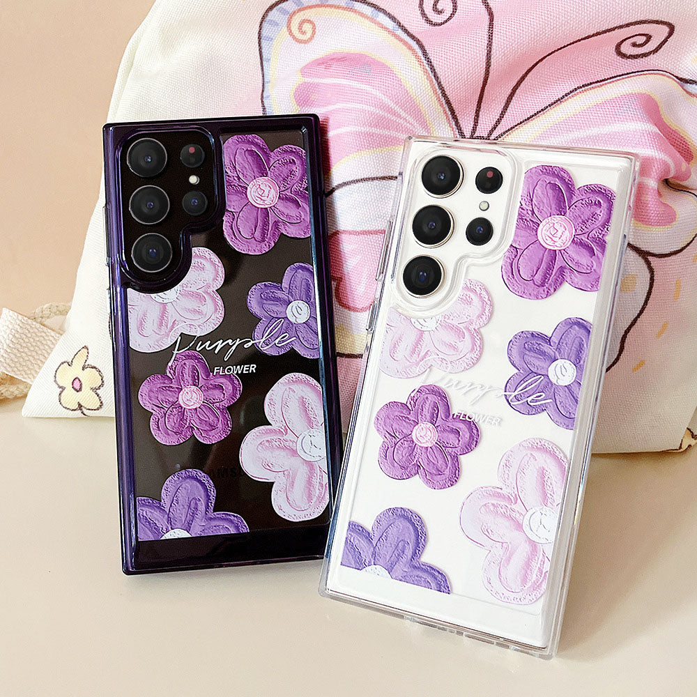 Newest Simple Oil Painting Flower Anti-Fall Phone Case For Samsung
