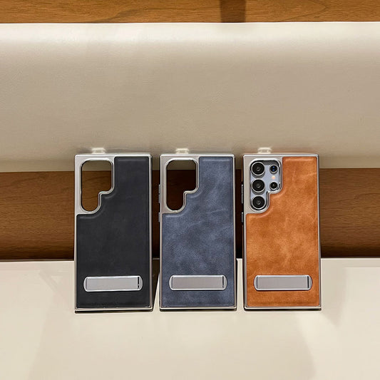 Newest Electroplated Leather Stand Anti-Fall Phone Case For Samsung