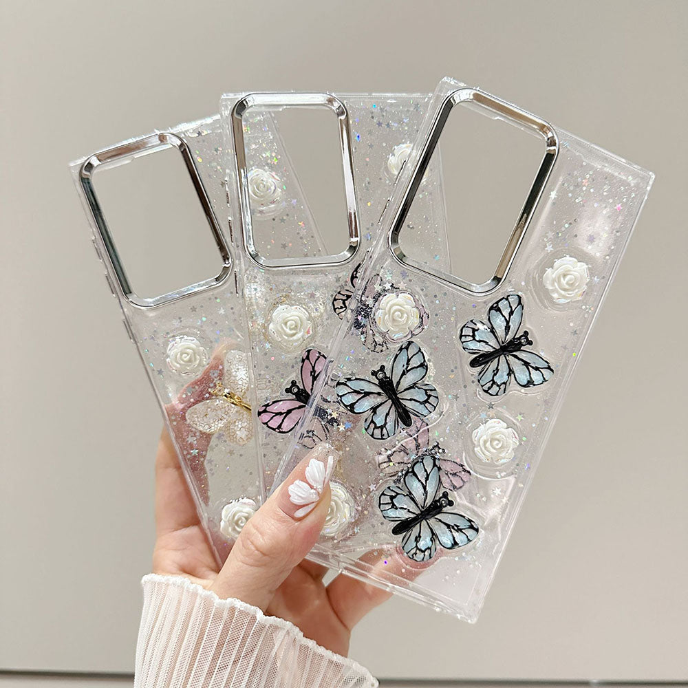 Newest 3D Crystal Butterfly Flower Phone Case For Samsung Galaxy