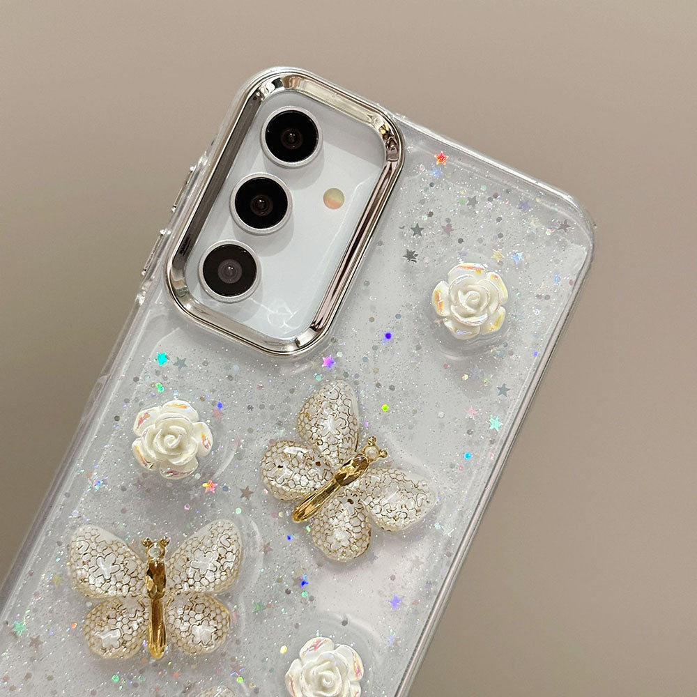 Newest 3D Crystal Butterfly Flower Phone Case For Samsung Galaxy