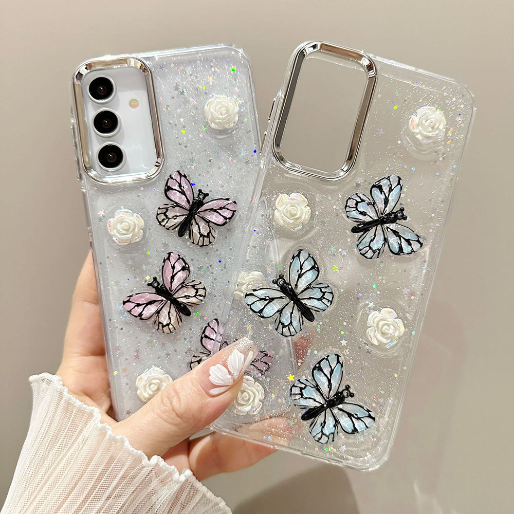 Newest 3D Crystal Butterfly Flower Phone Case For Samsung Galaxy