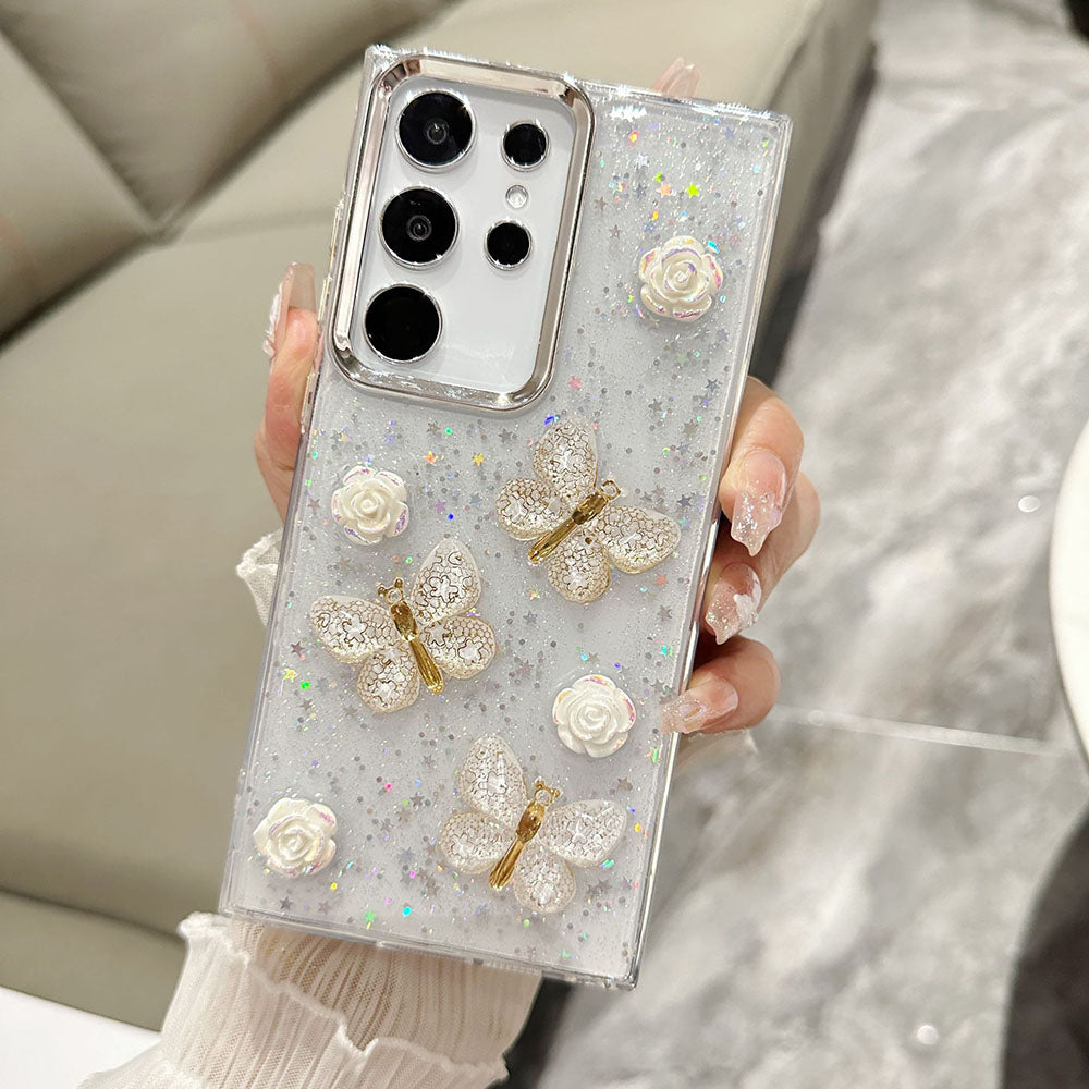 Newest 3D Crystal Butterfly Flower Phone Case For Samsung Galaxy