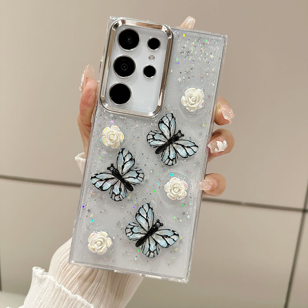 Newest 3D Crystal Butterfly Flower Phone Case For Samsung Galaxy