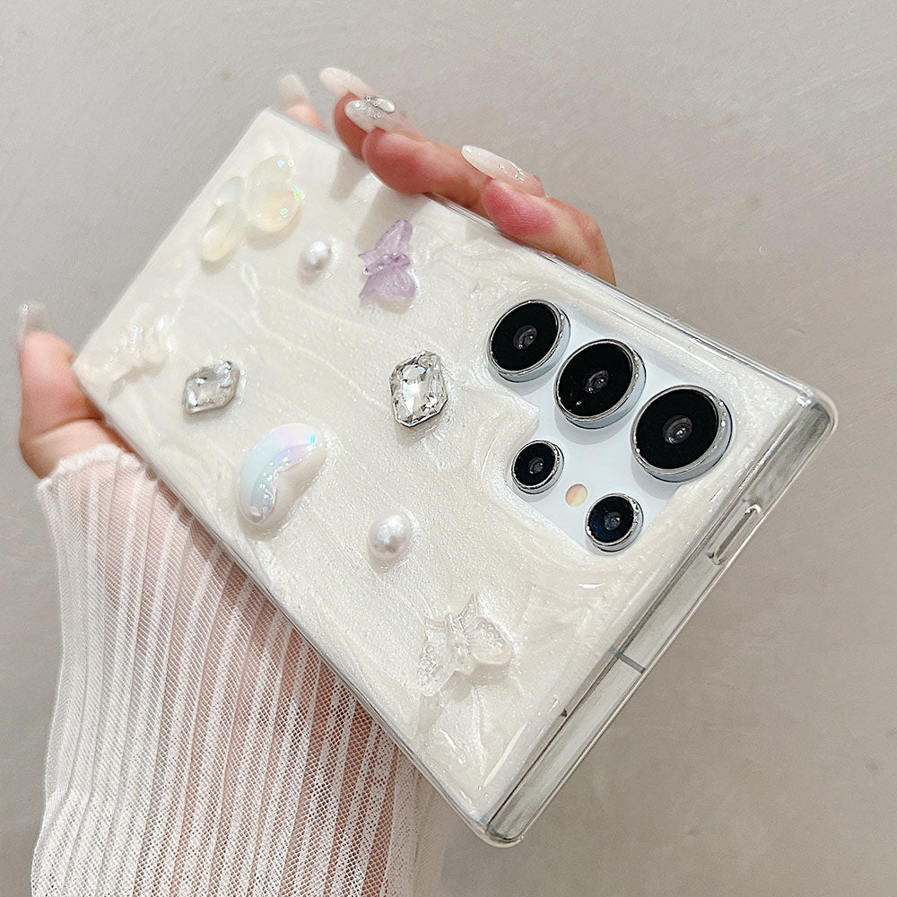 Newest Handmade Epoxy 3D Pearl Heart Phone Case For Samsung Galaxy