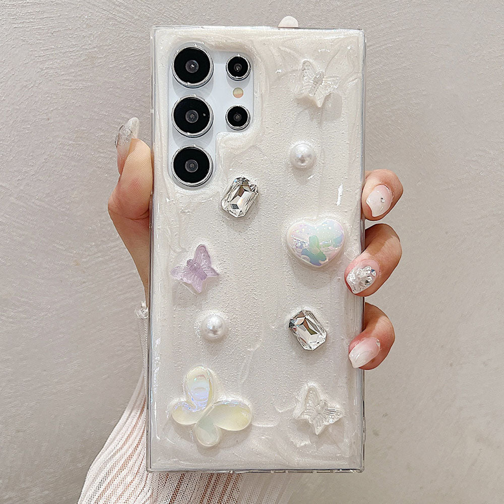 Newest Handmade Epoxy 3D Pearl Heart Phone Case For Samsung Galaxy