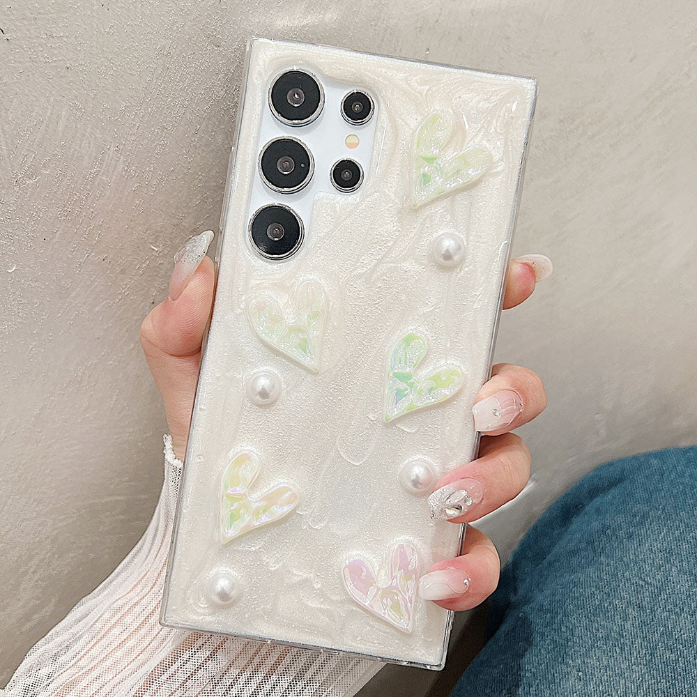 Newest Handmade Epoxy 3D Pearl Heart Phone Case For Samsung Galaxy